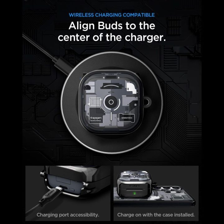 Spigen Ultra Hybrid Zero One dėklas Samsung Galaxy Buds 4 / 4 Pro, juodas