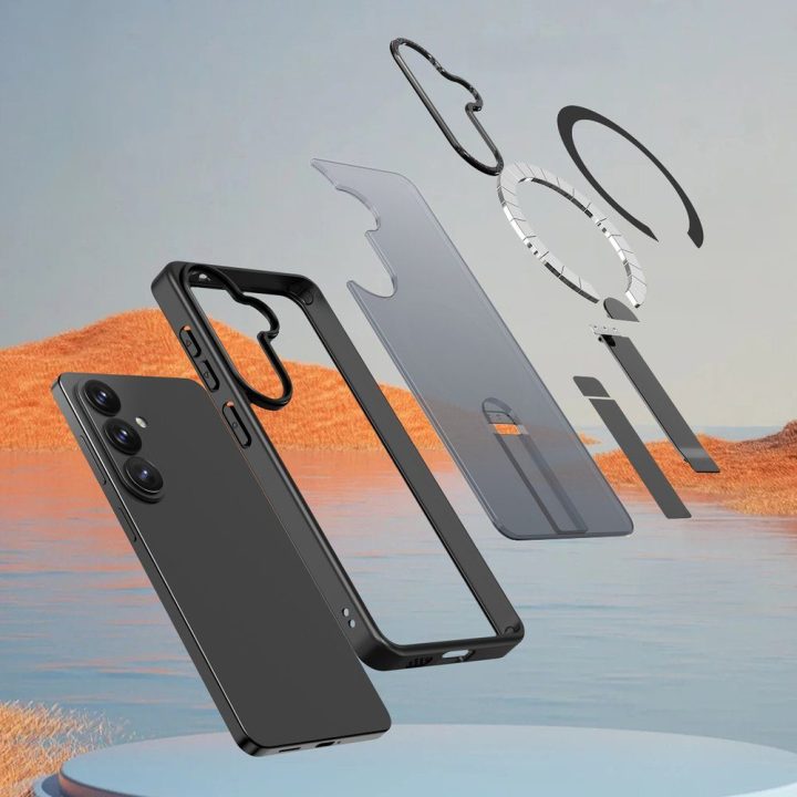 Samsung Galaxy A57 telefono dėklas su stovu, MagSafe, juodas