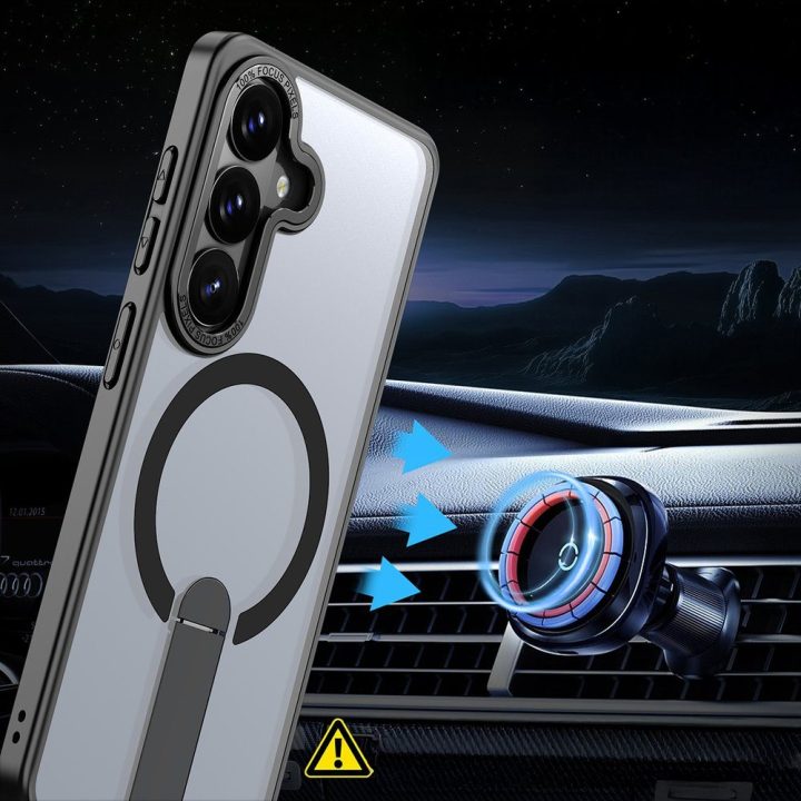 Samsung Galaxy A57 telefono dėklas su stovu, MagSafe, juodas