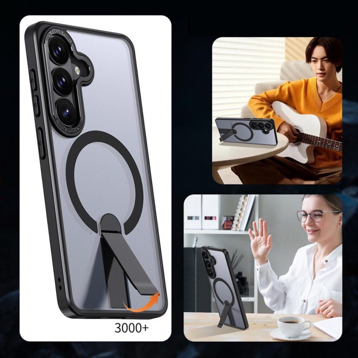 Samsung Galaxy A57 telefono dėklas su stovu, MagSafe, juodas