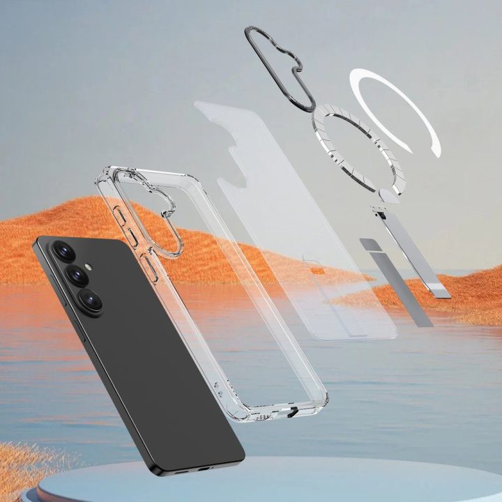 Telefono dėklas Samsung Galaxy A57 su laikikliu, MagSafe, skaidrus