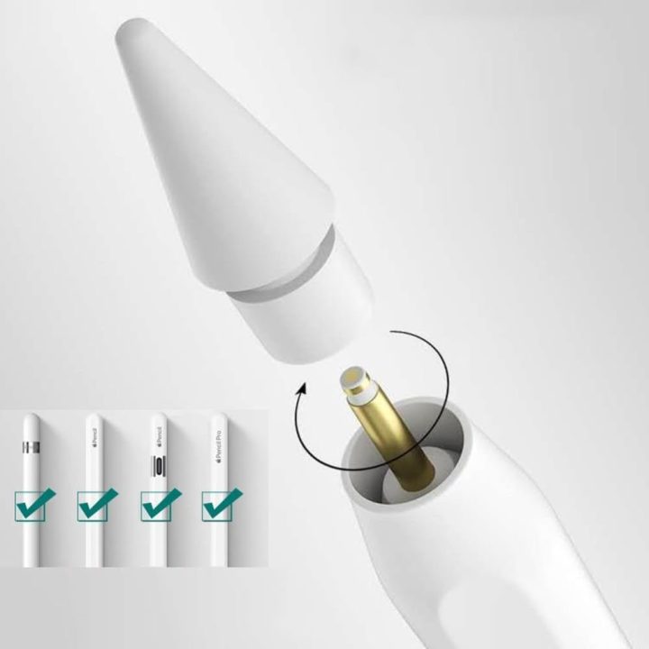 Tech-Protect pakeičiami antgaliai Apple Pencil, 4 vnt., balti