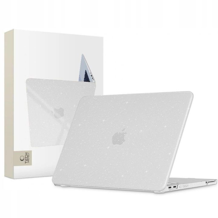 Tech-Protect SmartShell dėklas MacBook Neo 13 2026, skaidrus su blizgučiais