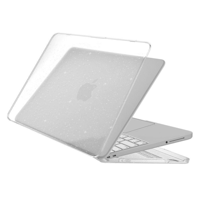 Tech-Protect SmartShell dėklas MacBook Neo 13 2026, skaidrus su blizgučiais