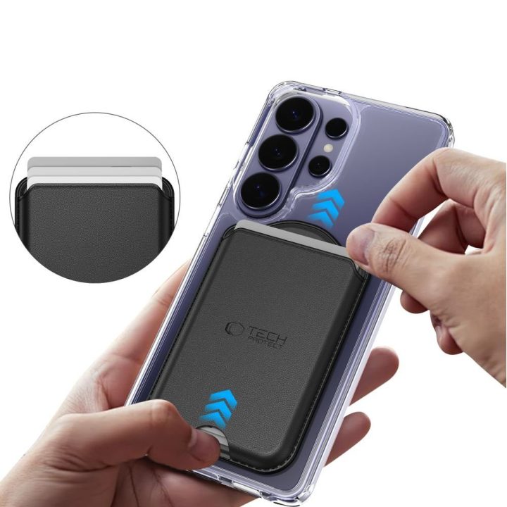 Magnetinė kortelių piniginė telefonui Tech-Protect CH02 MagWallet, juoda