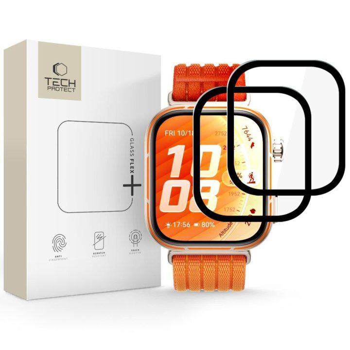 Tech-Protect Glass Flex+ hibridinis stiklas „Huawei Watch Fit 5 Pro“ laikrodžiui, 2 vnt., juodas