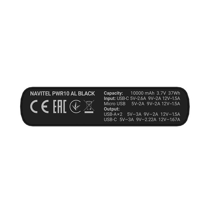 Išorinis akumuliatorius Navitel PWR10 AL, 10000 mAh, juodas