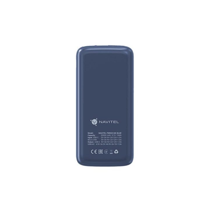Mėlynas 20000 mAh powerbankas Navitel PWR20 MX
