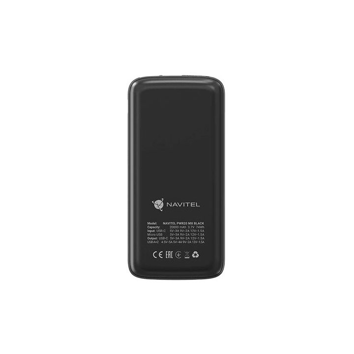 Juodas 20000 mAh powerbankas Navitel PWR20 MX