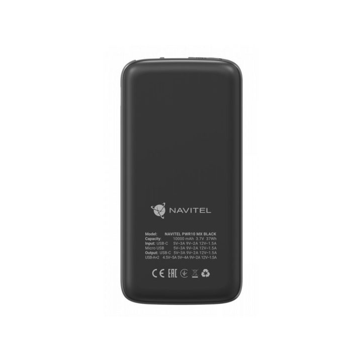 Juodas 10000 mAh powerbankas Navitel PWR10 MX