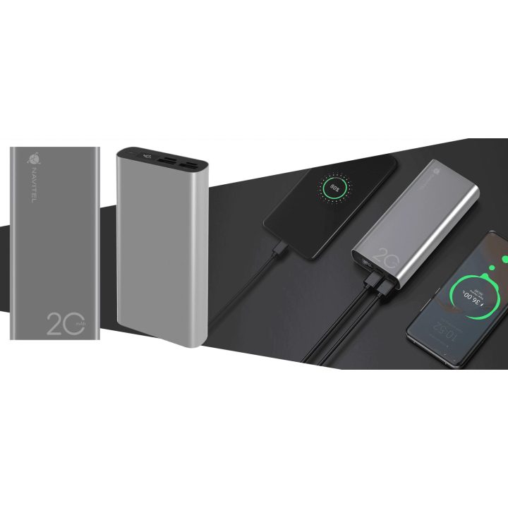 Sidabrinis powerbankas Navitel PWR20 AL