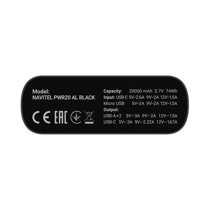 Navitel PWR20 AL juodas 20000 mAh powerbankas