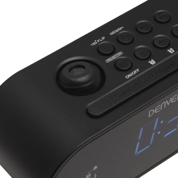 Denver CRP-717 juodas laikrodis su radiju ir projekcija