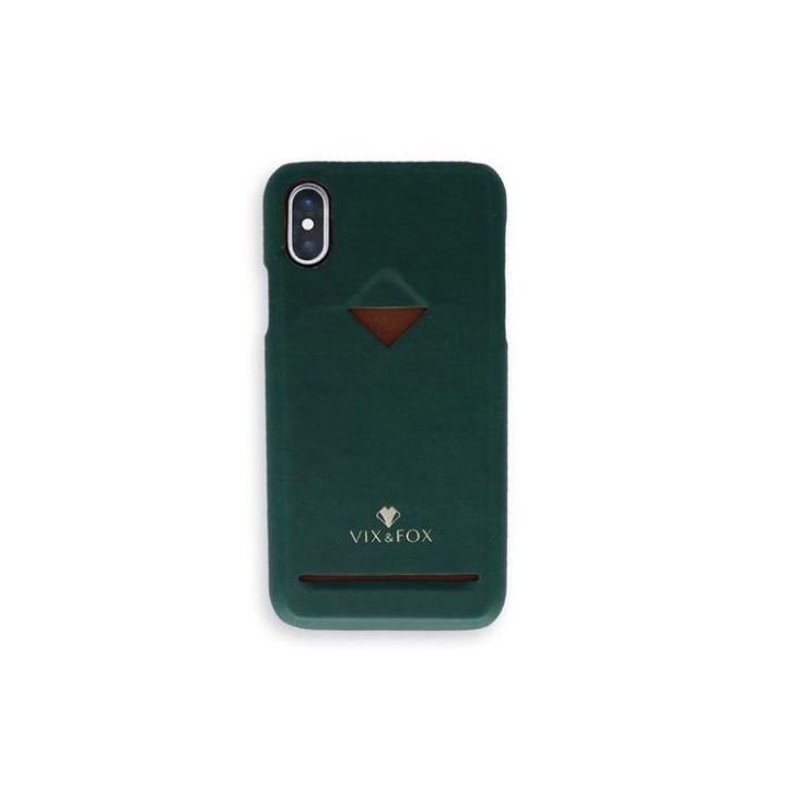 Žalias telefono dėklas su kortelės skyriumi iPhone X/XS
