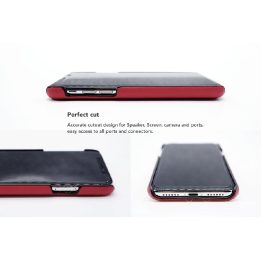 Raudonas telefono dėklas su kortelių skyriumi iPhone X/XS