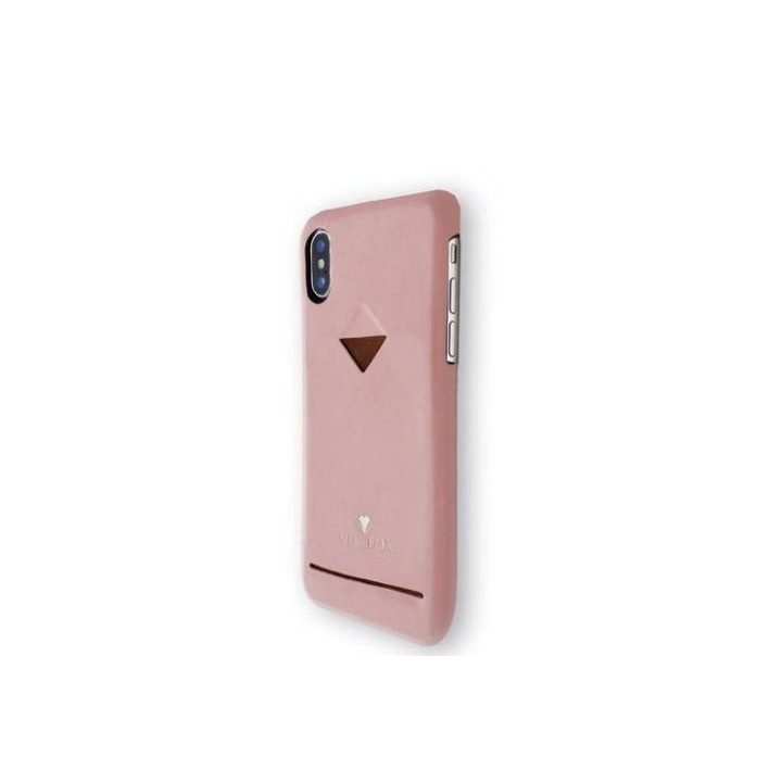 Rožinis telefono dėklas iPhone X/XS su kortelės skyriumi