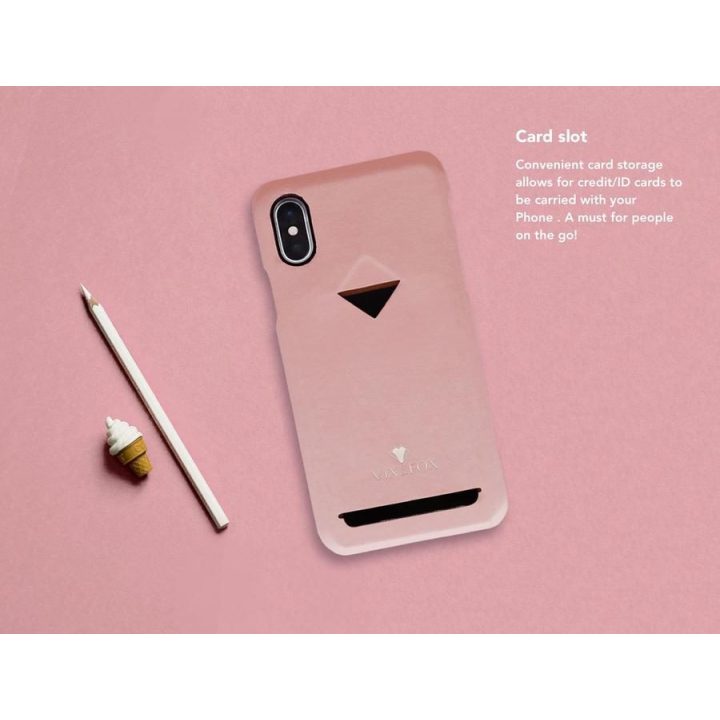 Rožinis telefono dėklas iPhone X/XS su kortelės skyriumi