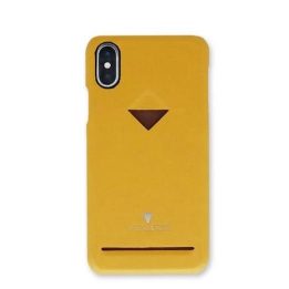 Garstyčių geltonas telefono dėklas su kortelių skyriumi, skirtas iPhone X/XS