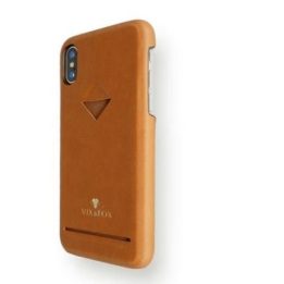 Telefono dėklas su kortelės skyriumi iPhone XS Max, karamelinės rudos spalvos