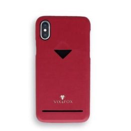 Telefono dėklas su kortelės skyriumi iPhone XS Max, rubino raudonos spalvos
