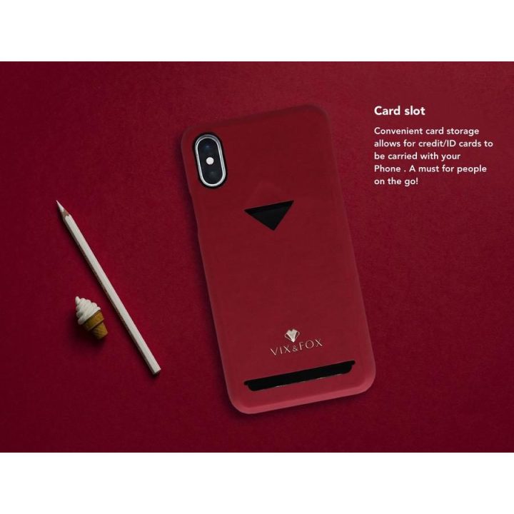 Telefono dėklas su kortelės skyriumi iPhone XS Max, rubino raudonos spalvos