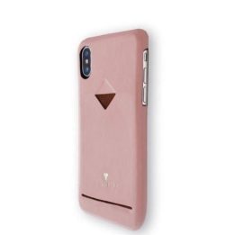 Rožinis telefono dėklas iPhone XSMAX su kortelių skyriumi