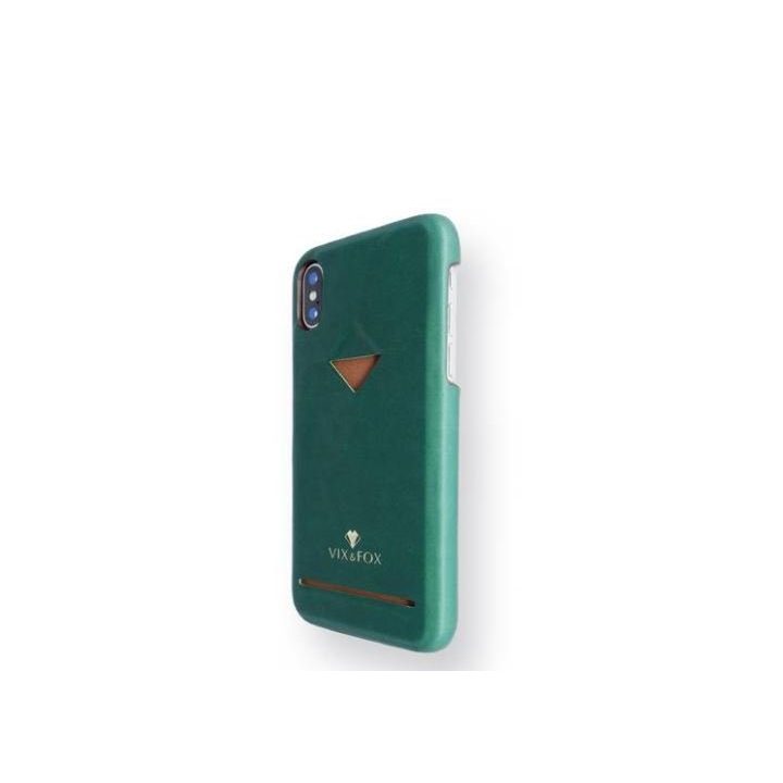 Telefono dėklas su kortelių skyriumi iPhone Xs Max, miško žalios spalvos
