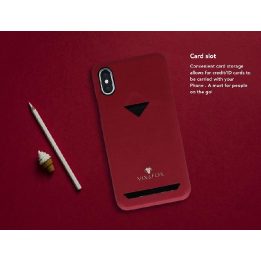 Telefono dėklas Samsung S9 su kortelių skyriumi, rubino raudonas