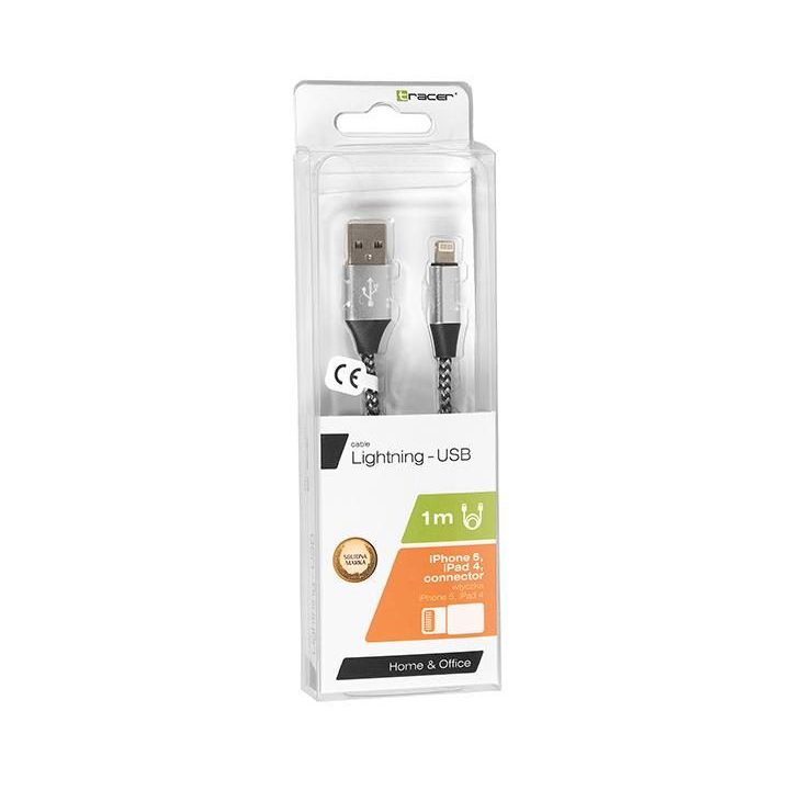 Lightning–USB A laidas, 1 m, juodas / sidabrinis