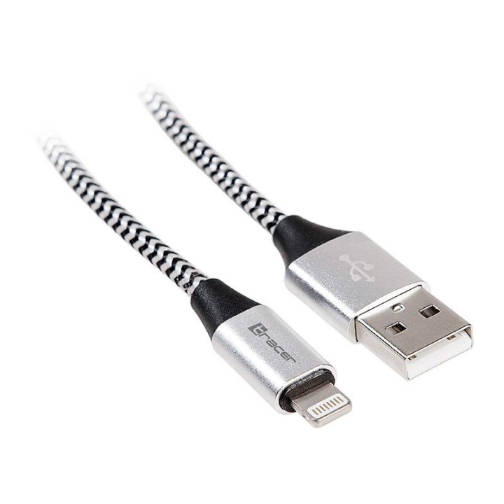 Lightning–USB A laidas, 1 m, juodas / sidabrinis