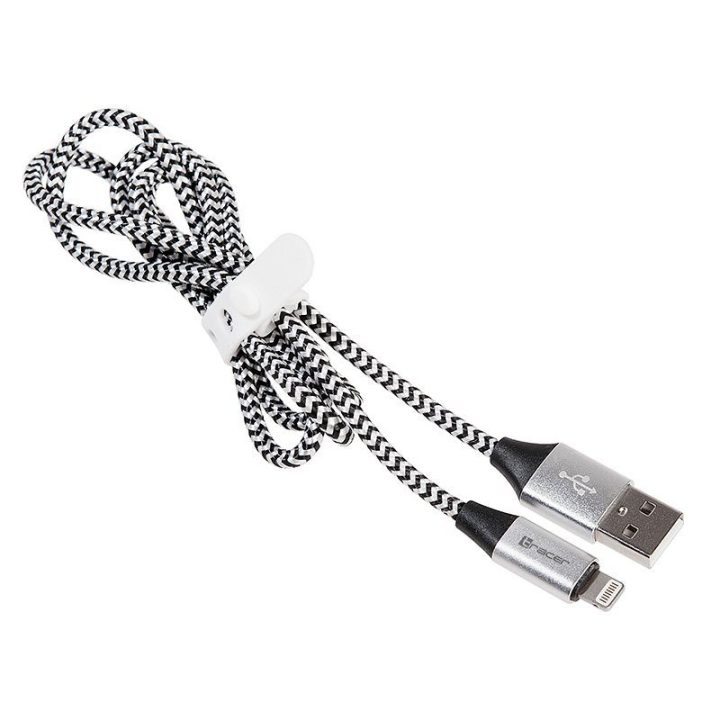 Lightning–USB A laidas, 1 m, juodas / sidabrinis