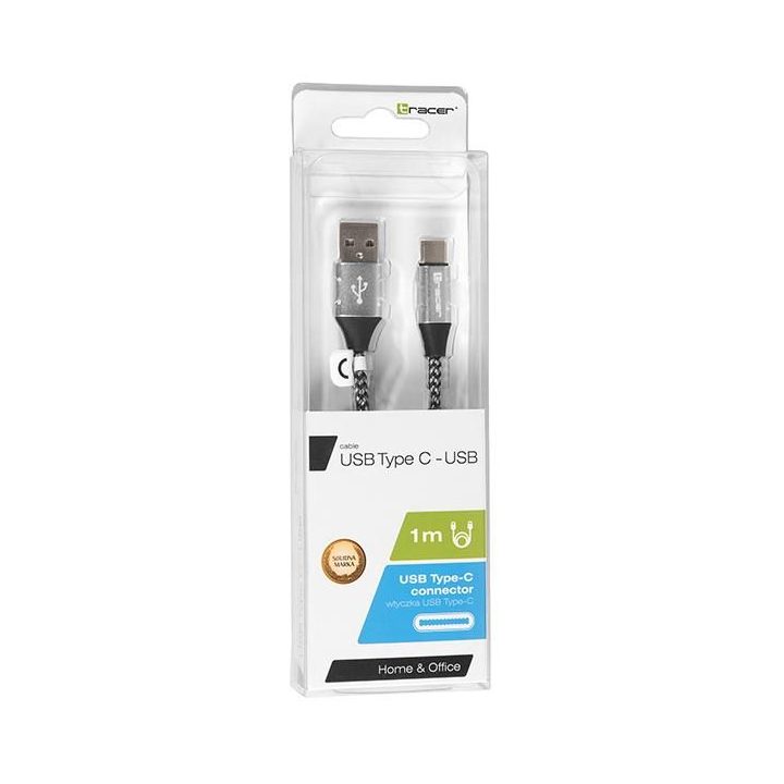 USB-C į USB-A laidas, 1 m, juodas/sidabrinis