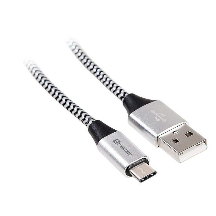 USB-C į USB-A laidas, 1 m, juodas/sidabrinis