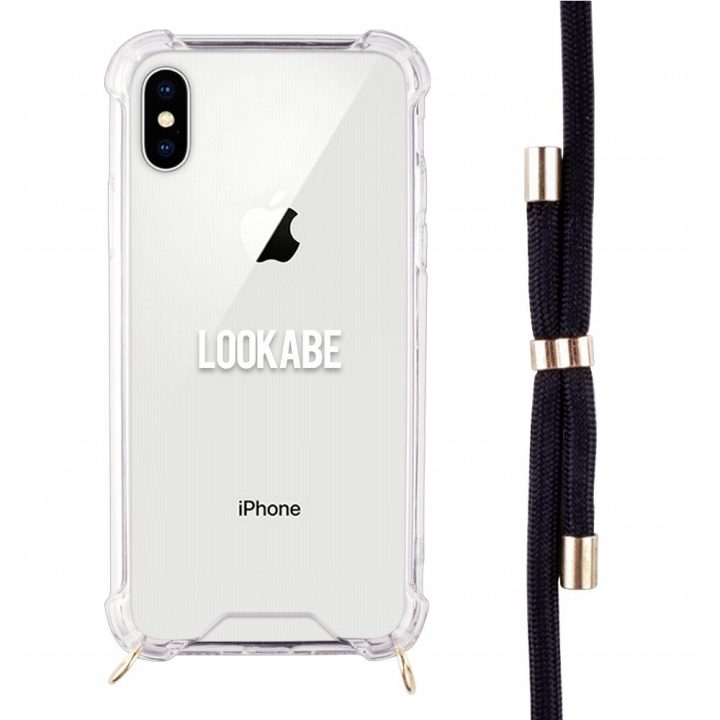 Telefono dėklas su dirželiu iPhone Xs Max, auksinės ir juodos spalvos
