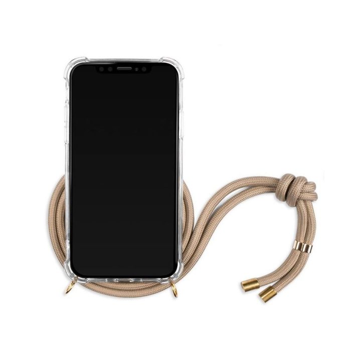 Telefono dėklas su dirželiu iPhone Xs, auksinis
