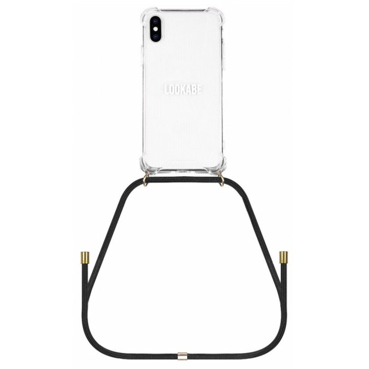 Telefono dėklas su dirželiu iPhone X/Xs, auksinės ir juodos spalvos