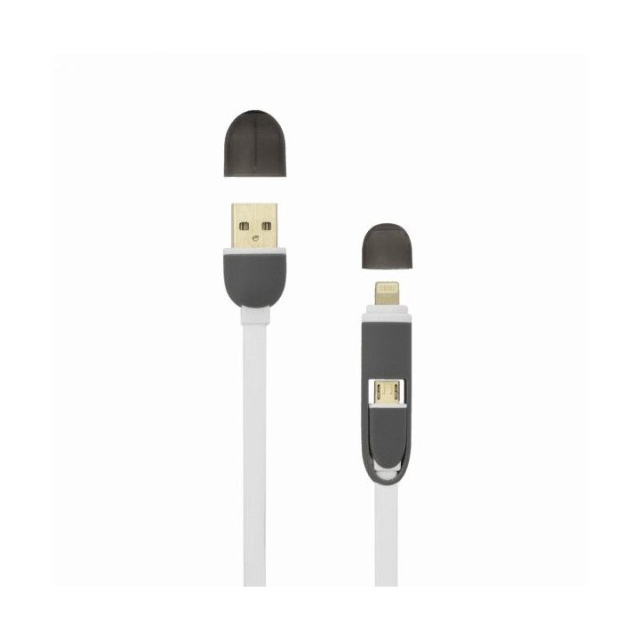 USB į Micro USB ir Lightning įkrovimo laidas, 1 m, baltas