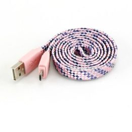 Rožinis USB-A į microUSB laidas, 1 m