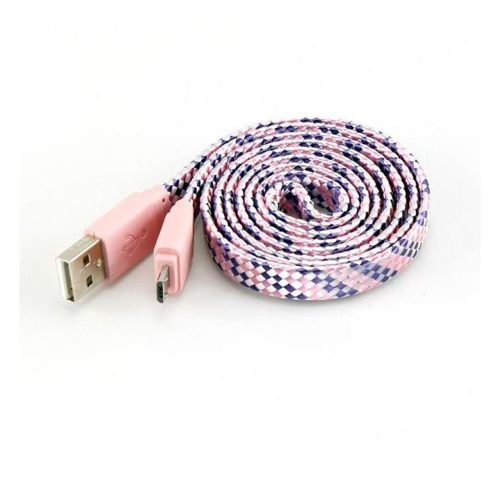 Rožinis USB-A į microUSB laidas, 1 m