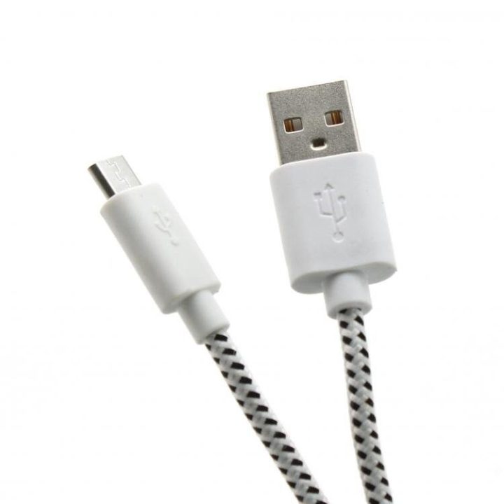 Baltas USB-A į microUSB laidas, 1 m, pintas