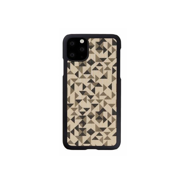 Juodas telefono dėklas iPhone 11 Pro Max, trikampių raštu