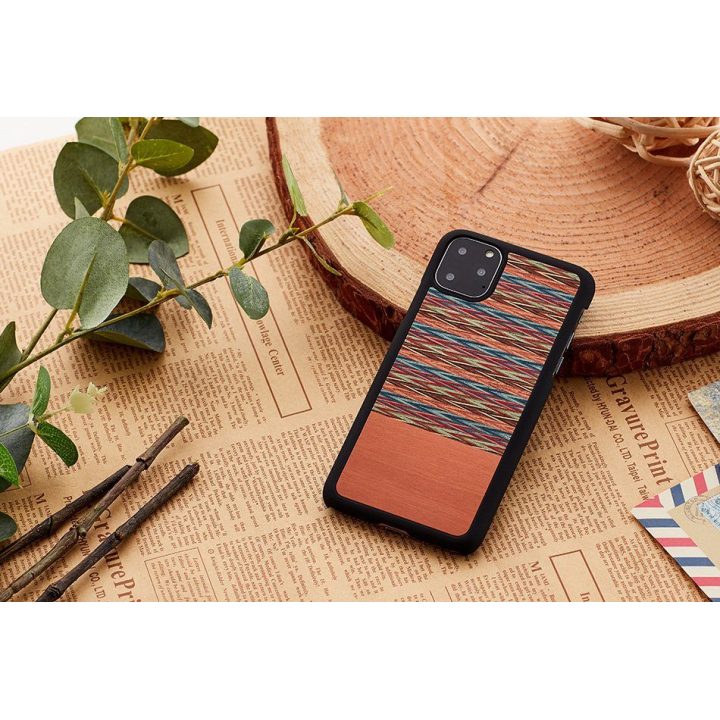 Telefono dėklas iPhone 11 Pro, rudas su juodu languotu raštu