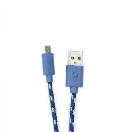 Mėlynas pintas USB į microUSB laidas, 1 m