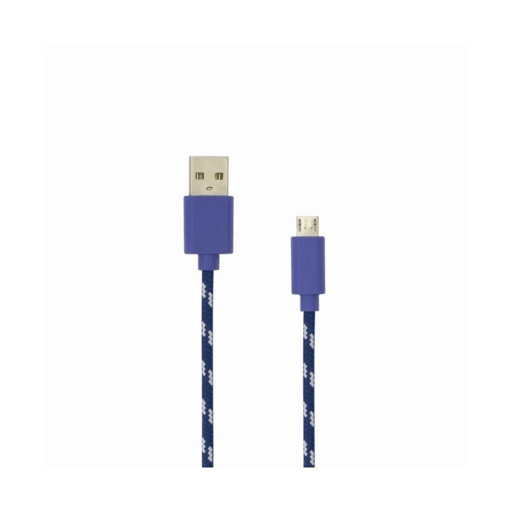 Mėlynas pintas USB į microUSB laidas, 1 m