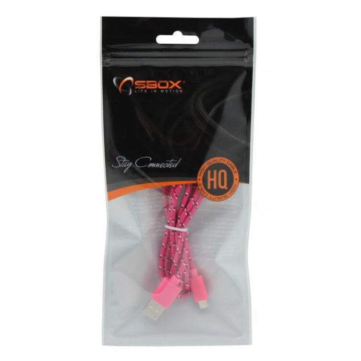 Rožinis USB į microUSB laidas, 1 m
