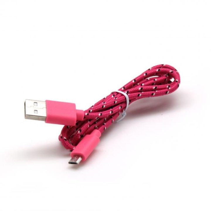 Rožinis USB į microUSB laidas, 1 m