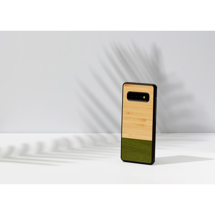 Telefono dėklas Samsung Galaxy S10+ modeliui, bambuko rašto juodas