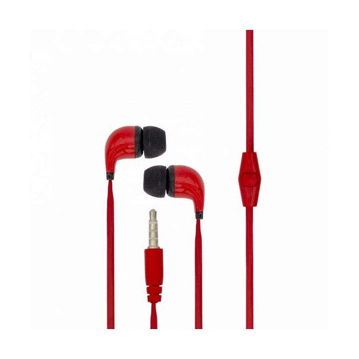 Raudonos Sbox laidinės stereo ausinės su mikrofonu EP-038
