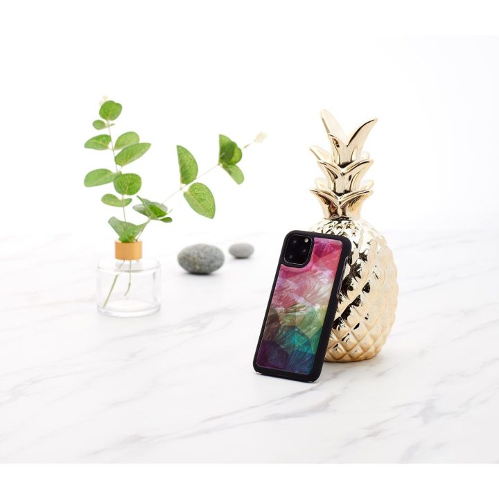 Juodas telefono dėklas iPhone 11 Pro su gėlių raštu