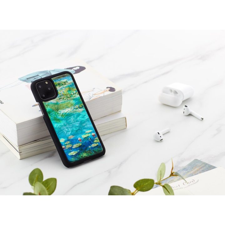 Telefono dėklas iPhone 11 Pro, juodas su vandens lelijomis